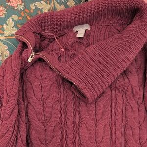 St. John's Bay Cable Knit Half-Zip Sweater - Rose